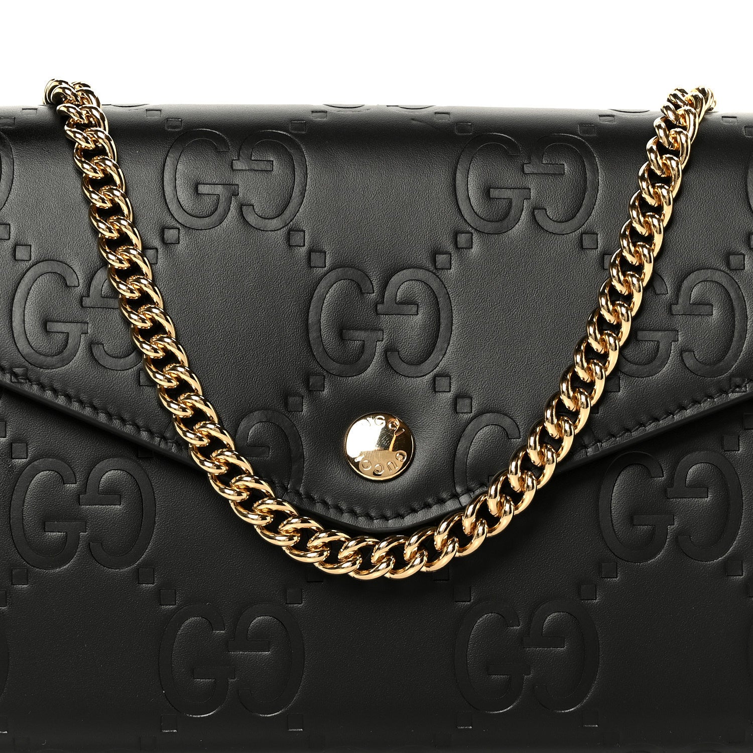 Gucci Calfskin GG Debossed Chain Wallet Black 8 of 10