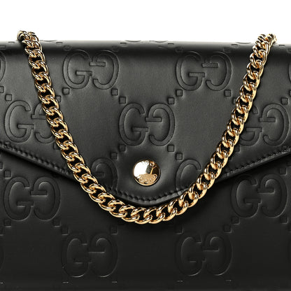 Gucci Calfskin GG Debossed Chain Wallet Black 8 of 10