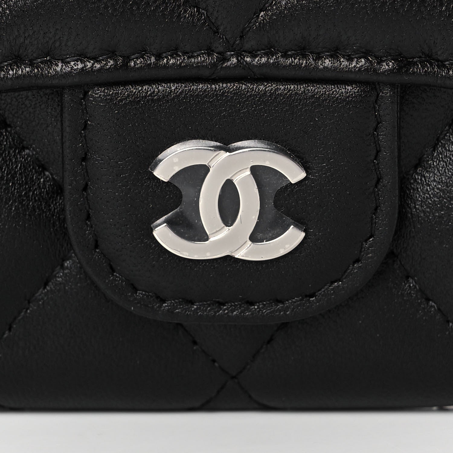 Chanel Lambskin Quilted Flap Card Holder Wallet Black 9 of 12