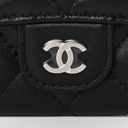 Chanel Lambskin Quilted Flap Card Holder Wallet Black 9 of 12