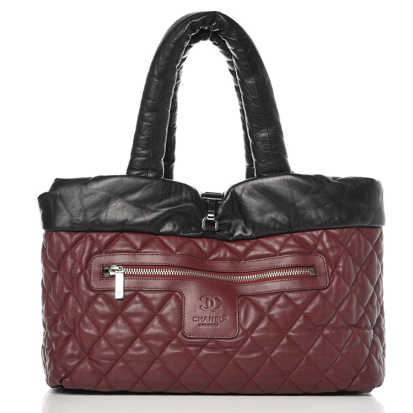 Lambskin Quilted Medium Coco Cocoon Reversible Tote Black