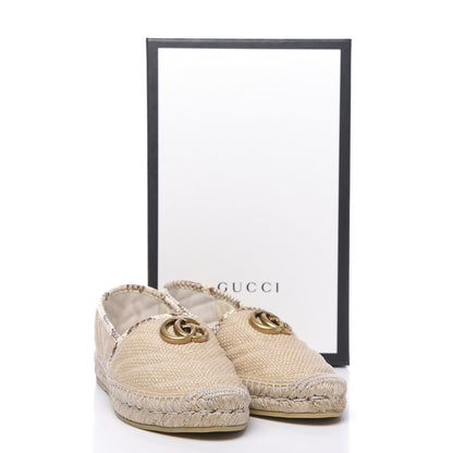 Gucci Straw Elaphe Matelasse GG Marmont Espadrilles 38 Natural Cream Brown 10 of 11