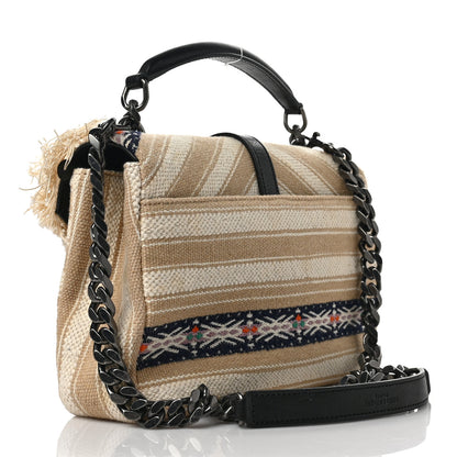 Saint Laurent Berber Chevron Tassel Monogram Medium College Bag Black White 3 of 7