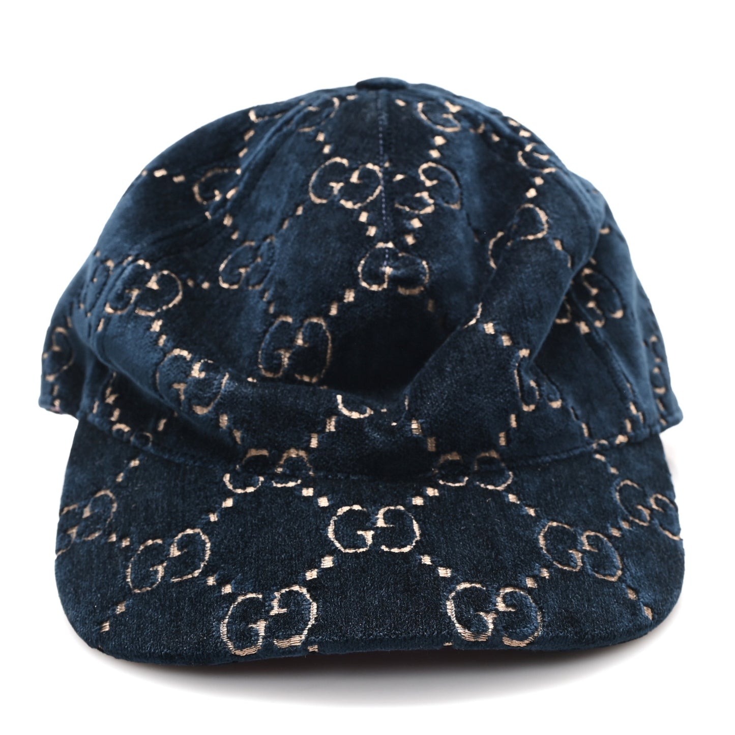 Velvet GG Monogram Baseball Hat M Blue
