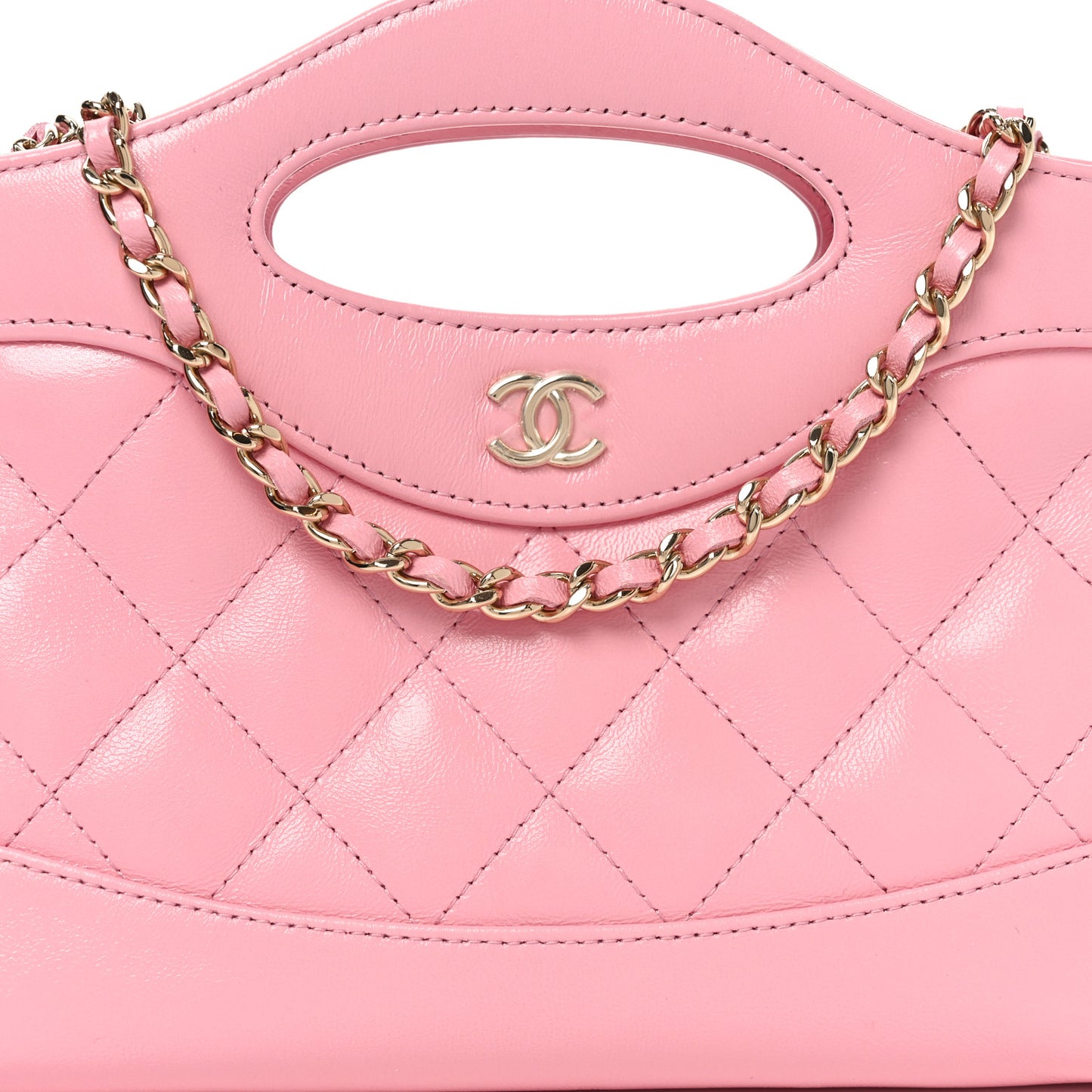 Shiny Lambskin Quilted Nano 31 Shopping Bag Pink