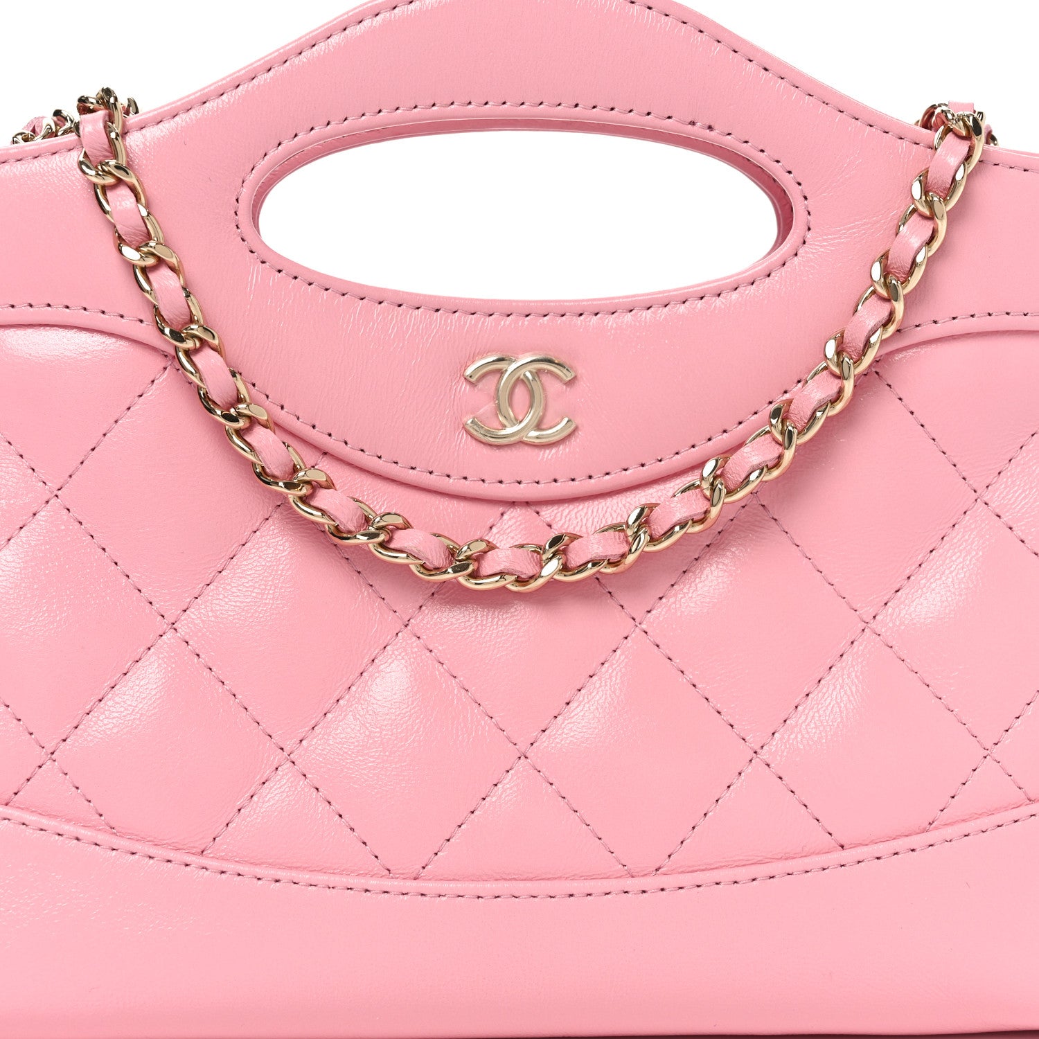 Chanel Shiny Lambskin Quilted Nano 31 Shopping Bag Pink 8 of 11