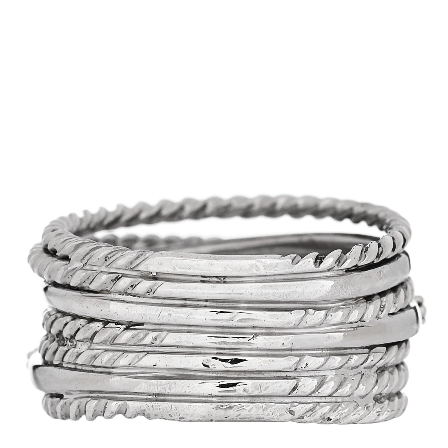 Sterling Silver Diamond 12mm Wide Crossover Cable Ring 54 7