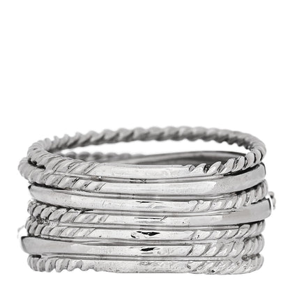 David Yurman Sterling Silver Diamond 12mm Wide Crossover Cable Ring 54 7 3 of 4