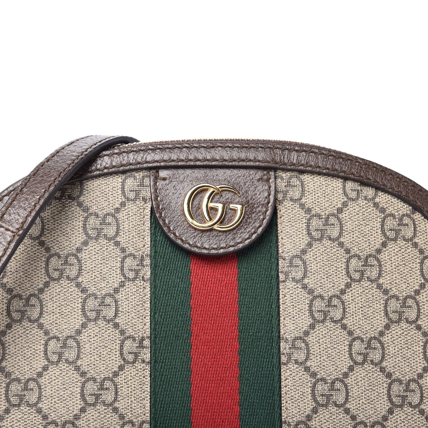 Gucci GG Supreme Monogram Textured Dollar Calfskin Web Small Ophidia Dome Shoulder Bag Beige Ebony New Acero 10 of 10