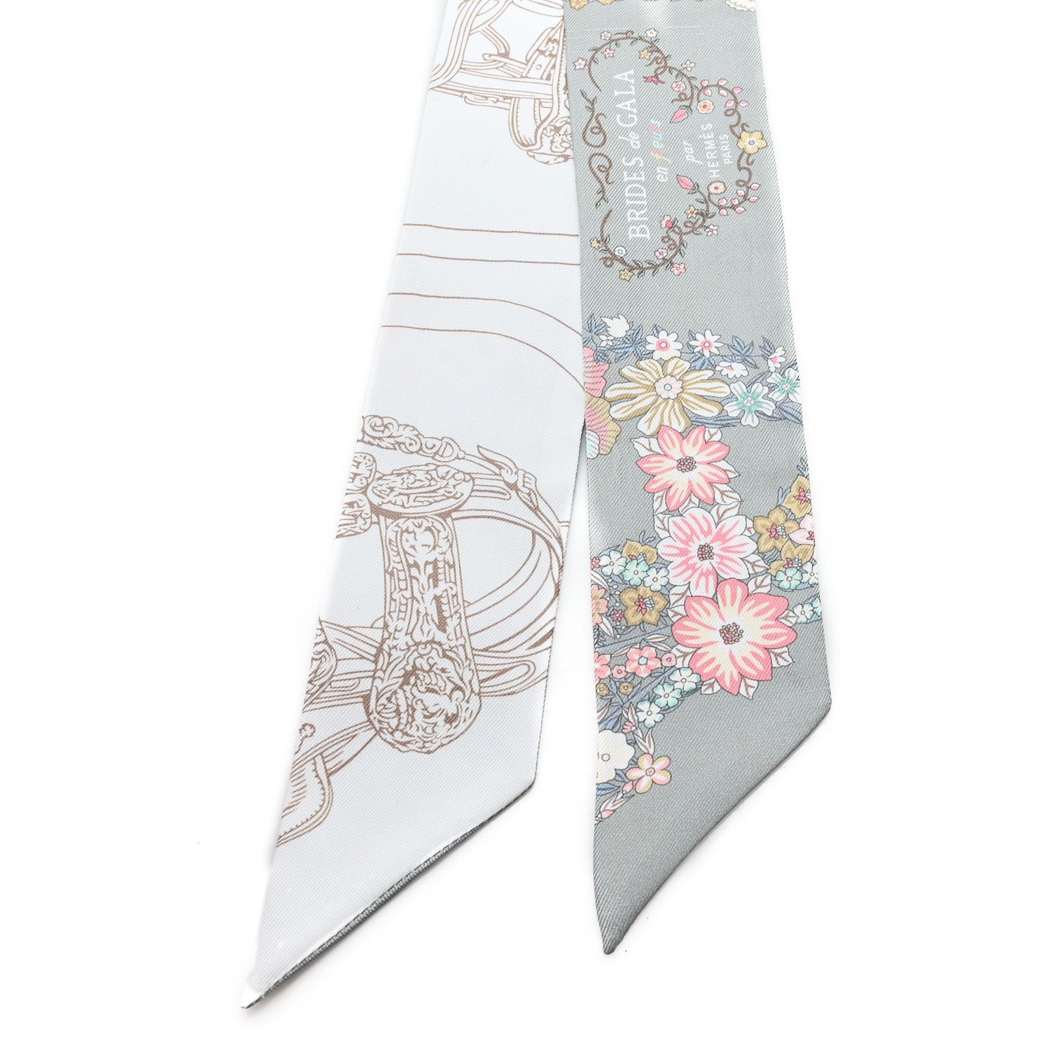 Hermes Silk Brides De Gala En Fleurs Twilly Vert Amande Rose 2 of 4