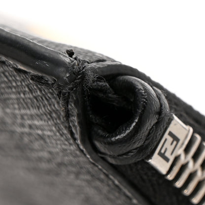 Fendi Glazed Fabric Vitello Liberty FF 1974 Diagonal Flat Clutch  Sunflower Black 10 of 10