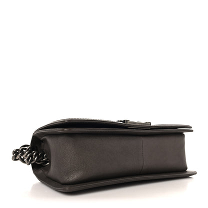 Chanel Metallic Calfskin Quilted Medium Boy Flap Pewter 4 of 10