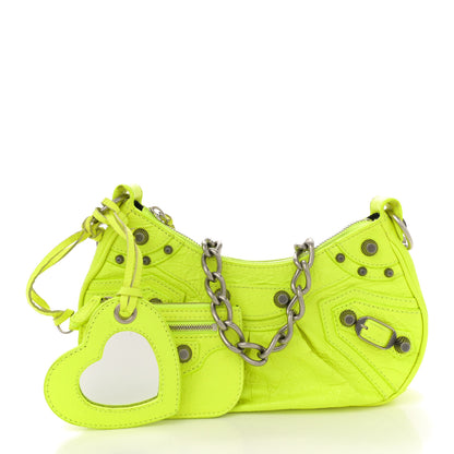 Balenciaga Agneau Arena Le Cagole Chain Shoulder Bag XS Fluo Yellow 3 of 13