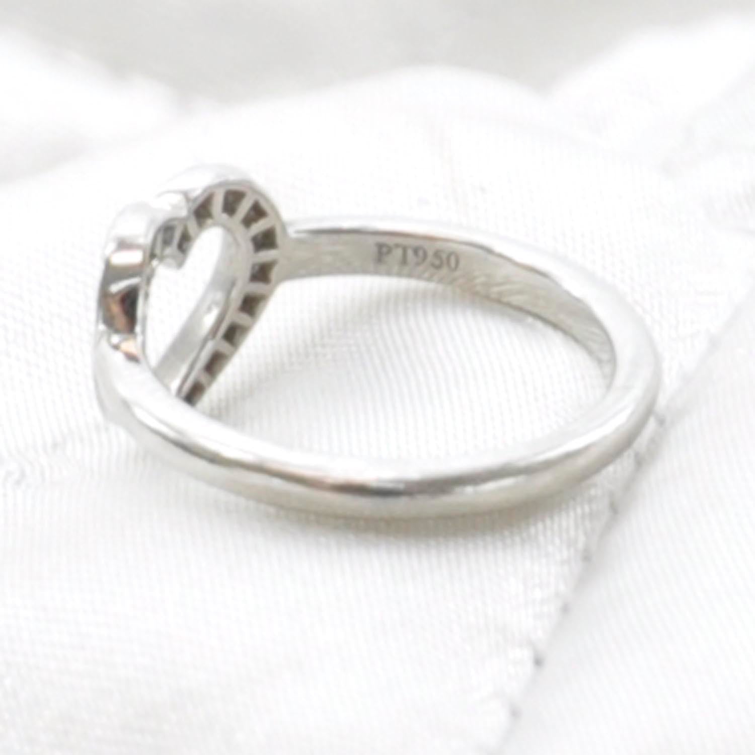 Tiffany Platinum Diamond Heart Ring 3.25 6 of 6