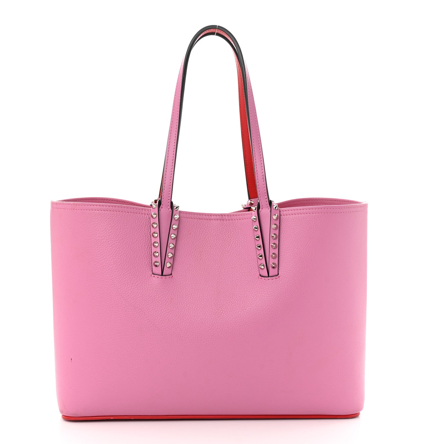Christian Louboutin Calfskin Empire Spikes Small East West Cabata Tote Pink 3 of 16