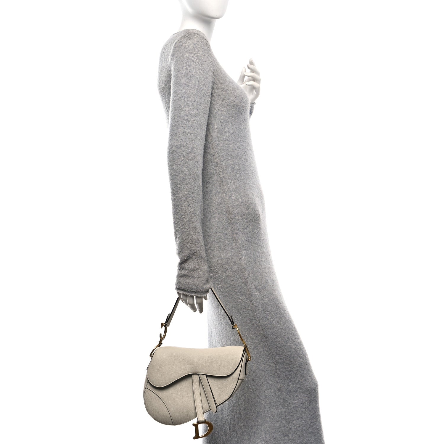 Christian Dior Grained Calfskin Saddle Bag White 2 of 10
