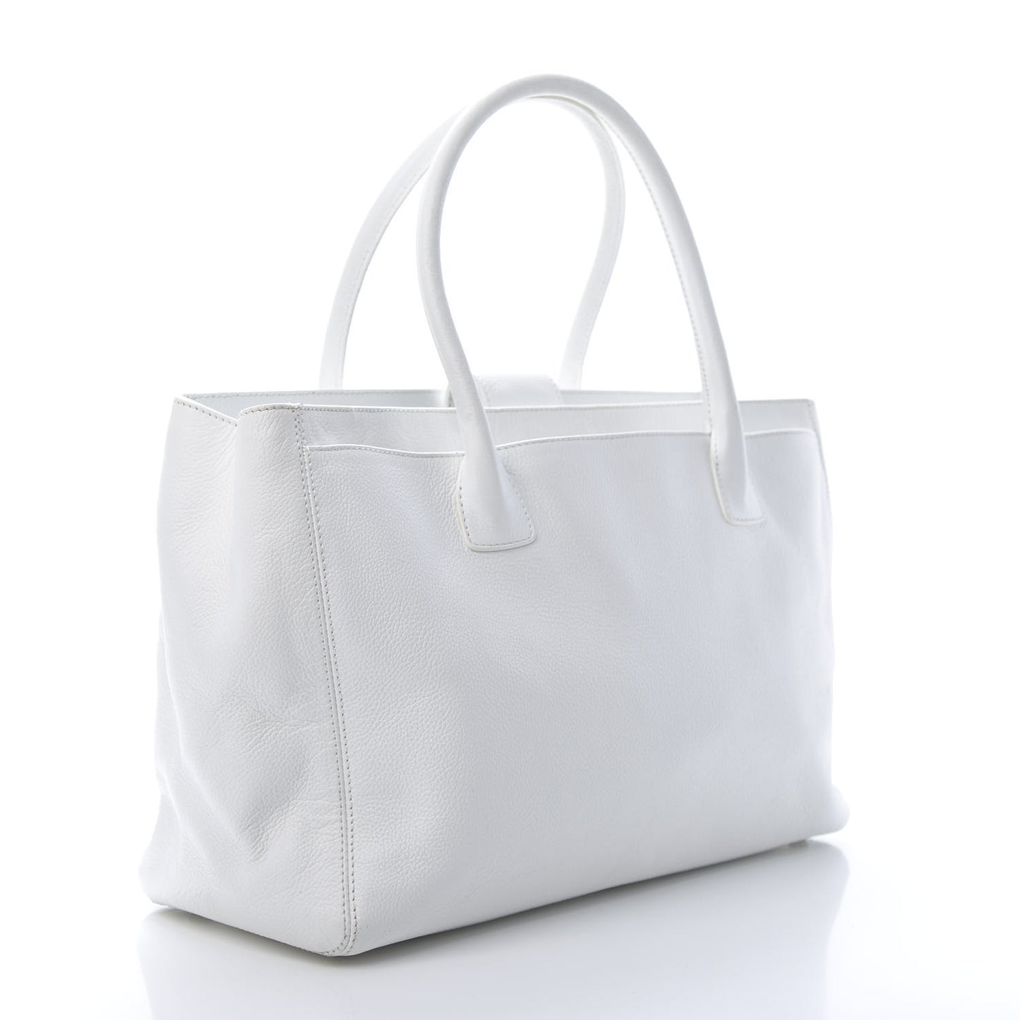 Calfskin Cerf Executive Shopper Tote White