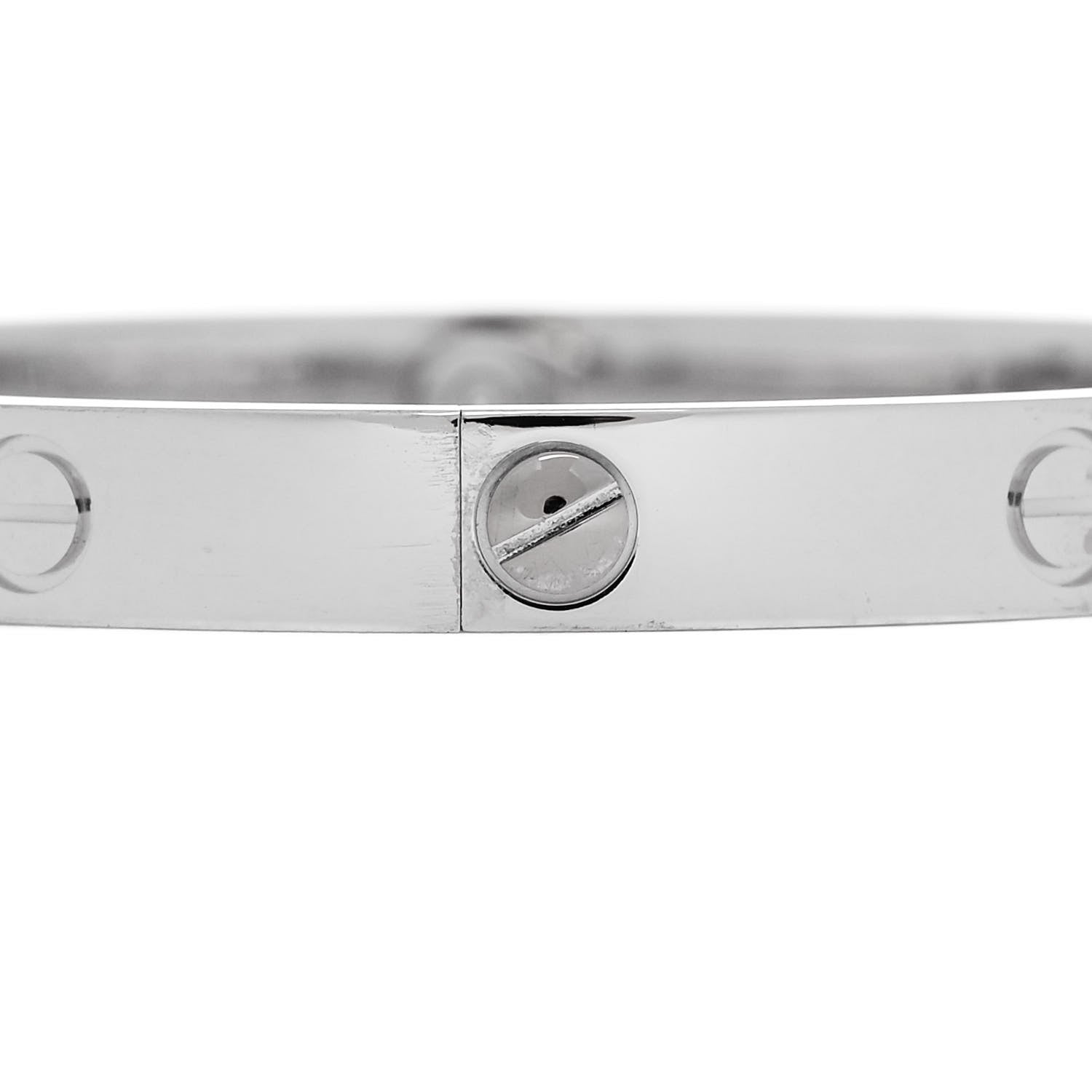 Cartier 18K White Gold 4 Diamond LOVE Bracelet 18 4 of 8