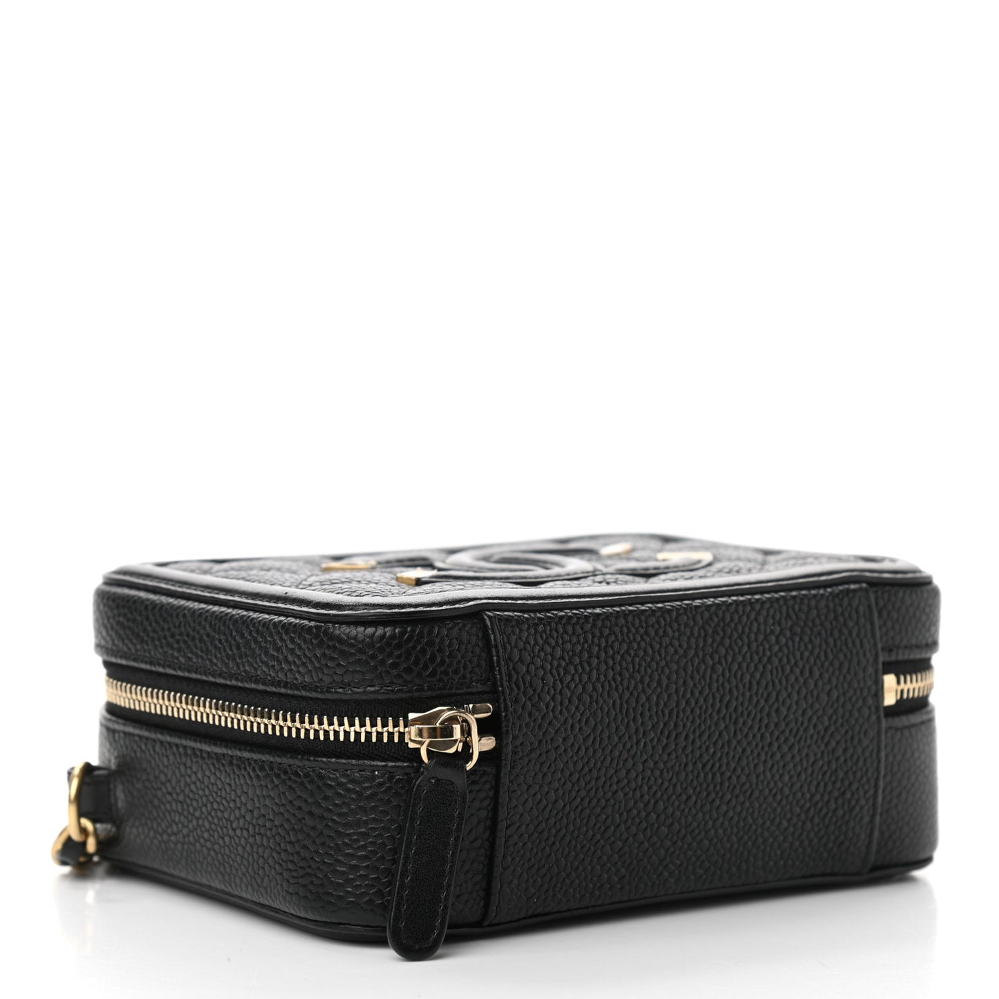 Caviar Quilted CC Filigree Vanity Clutch With Chain Black