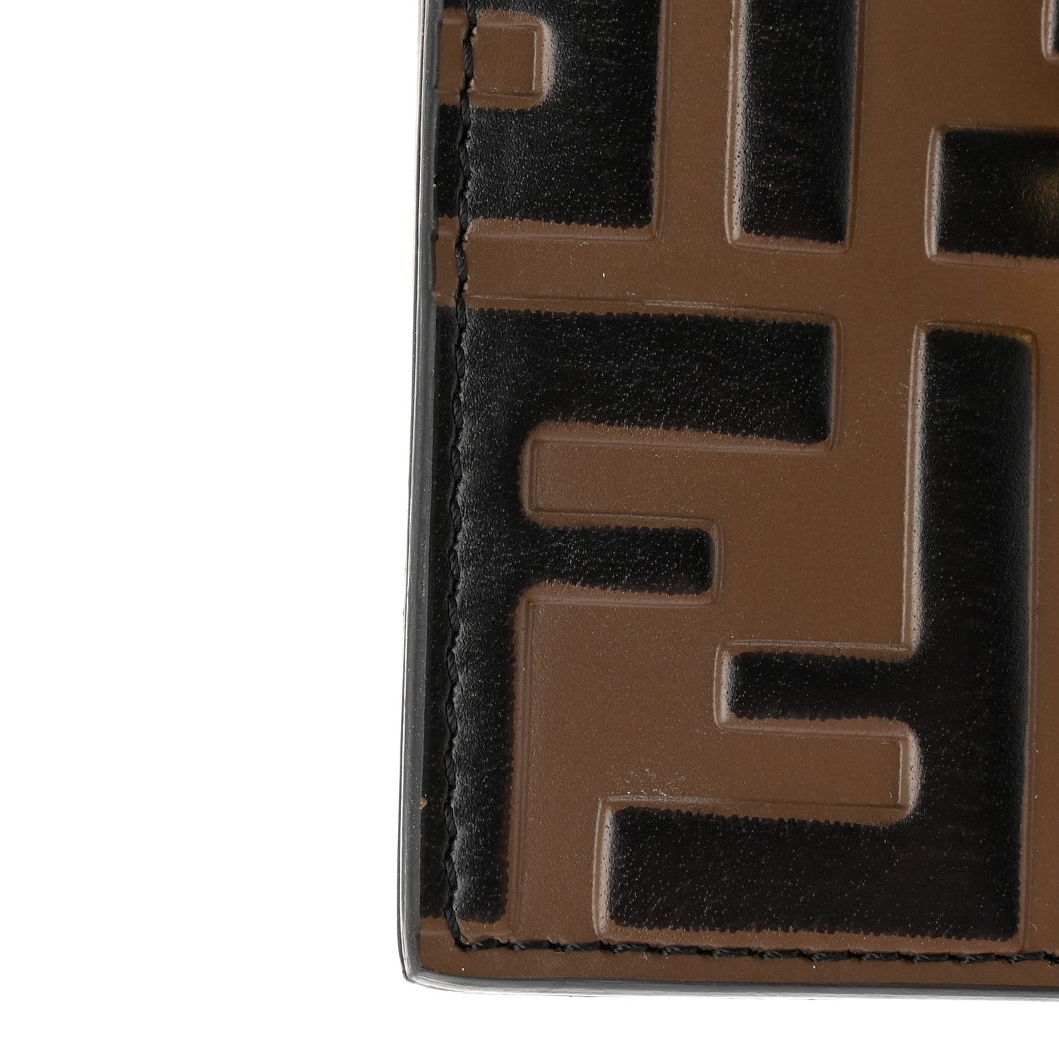 Fendi Vitello Liberty F is Fendi Bi-Color FF 1974 Embossed Gusseted Card Holder Maya Black 10 of 10