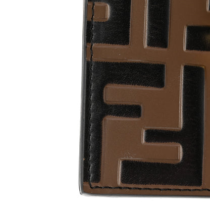 Fendi Vitello Liberty F is Fendi Bi-Color FF 1974 Embossed Gusseted Card Holder Maya Black 10 of 10