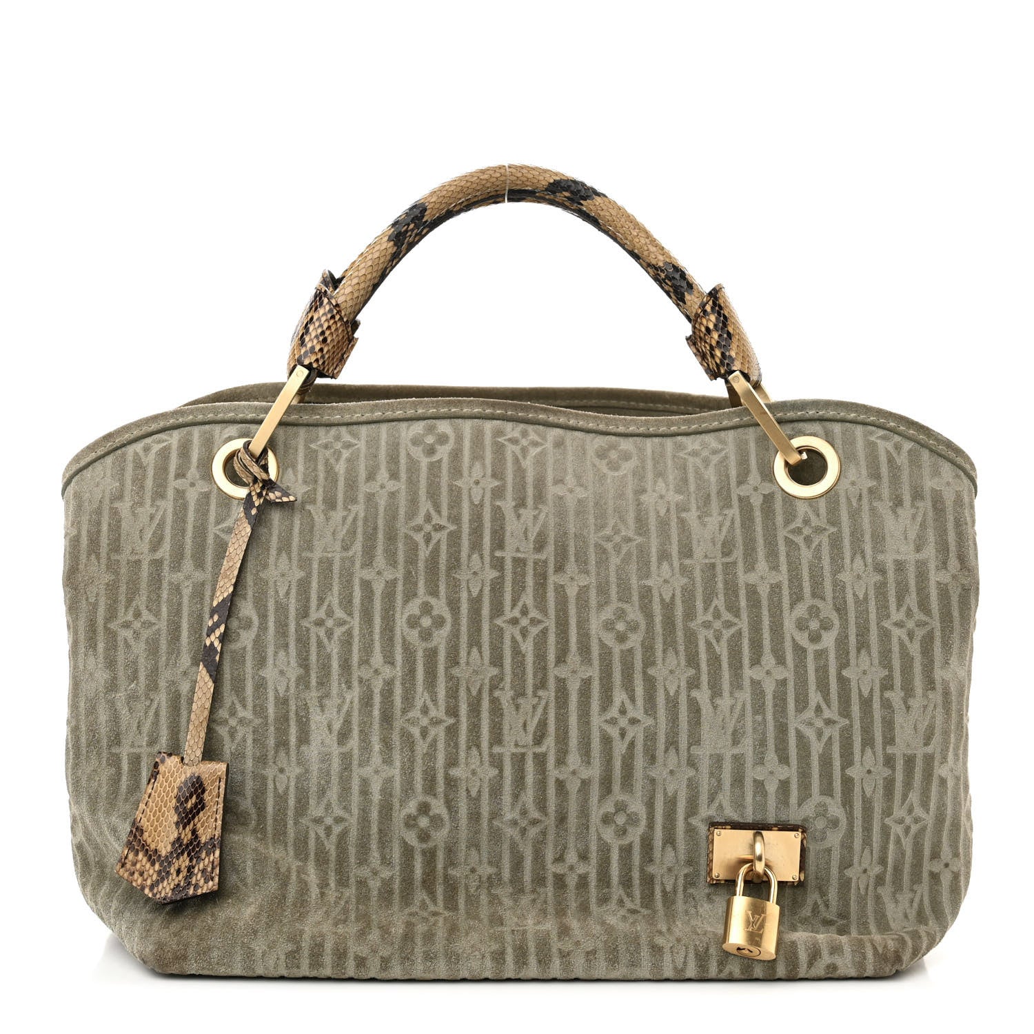 Louis Vuitton Suede Snakeskin Monogram Embossed Whisper PM Jade