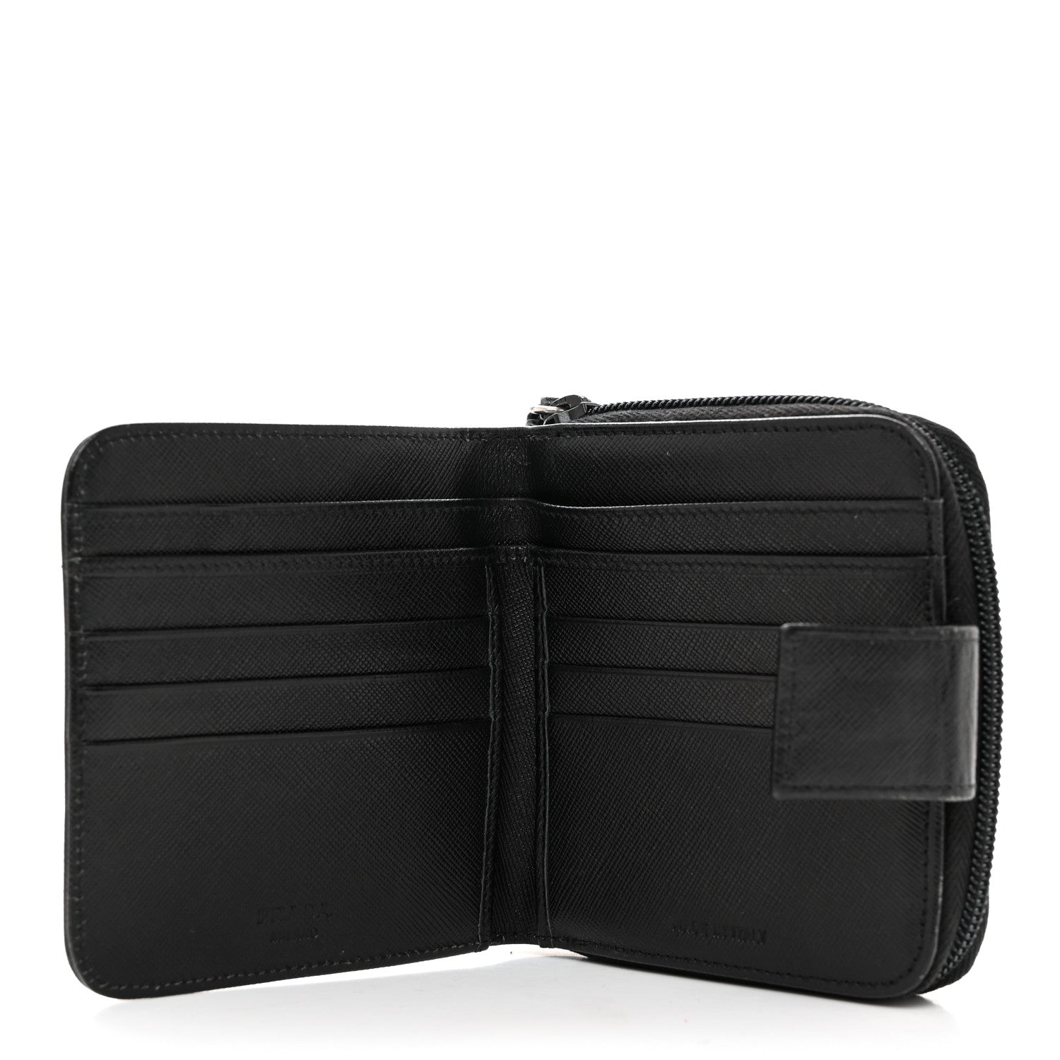 Prada Saffiano Metal Compact Wallet Black 5 of 12