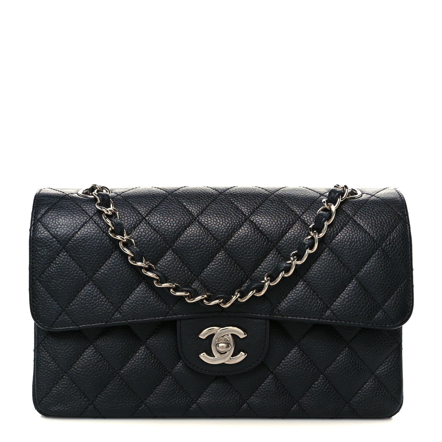Caviar Quilted Small Double Flap Black