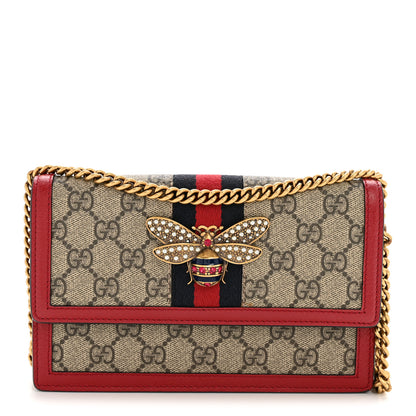 Gucci GG Supreme Monogram Web Queen Margaret Chain Wallet Red 1 of 11