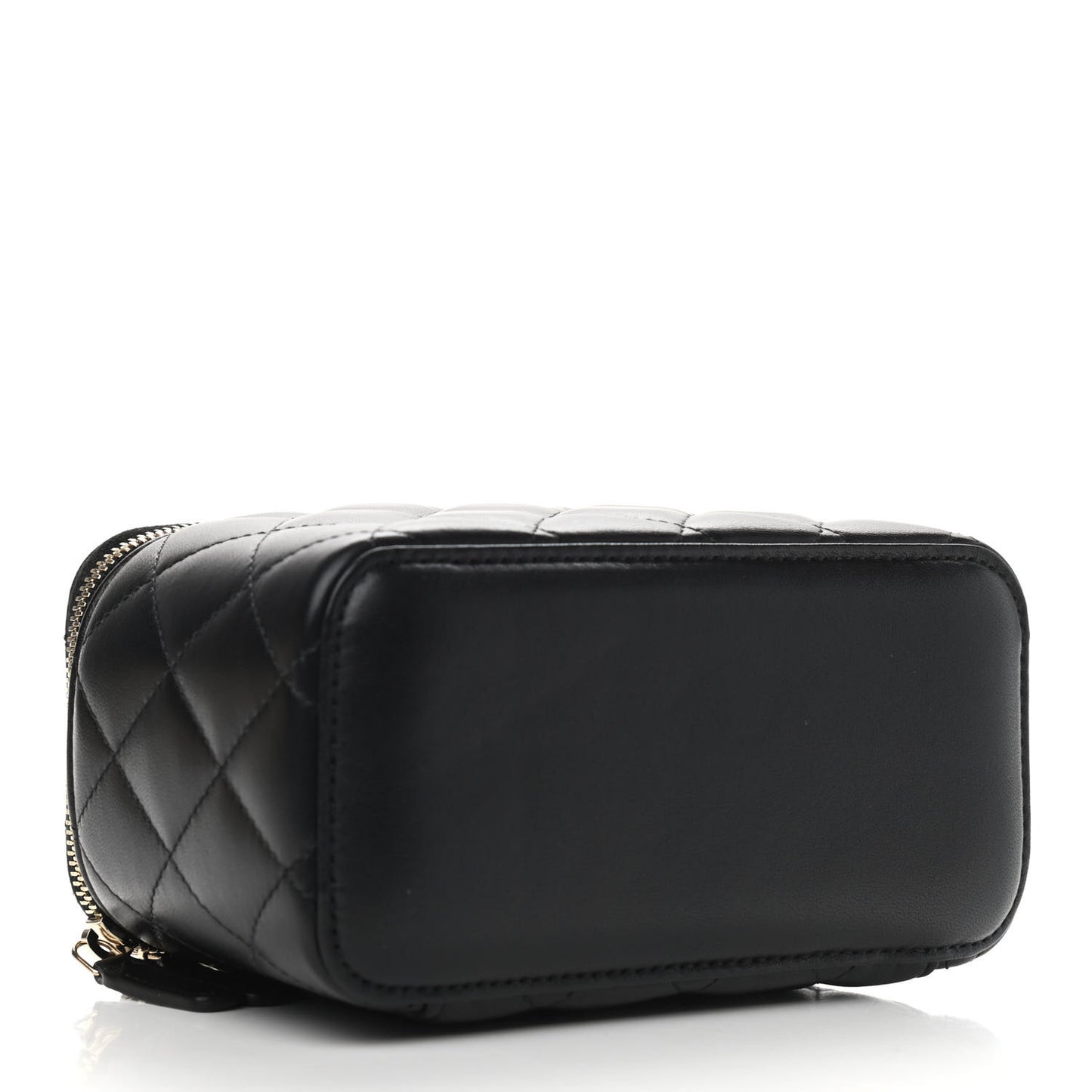 Lambskin Quilted Small Vanity Case With Chain Black
