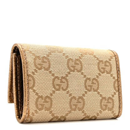 Gucci Metallic GG Supreme Monogram Bow 6 Key Holder Case    Beige Gold 5 of 18