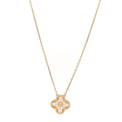 Van Cleef & Arpels 18K Yellow Gold Diamond Vintage Alhambra Pendant Necklace 1 of 5