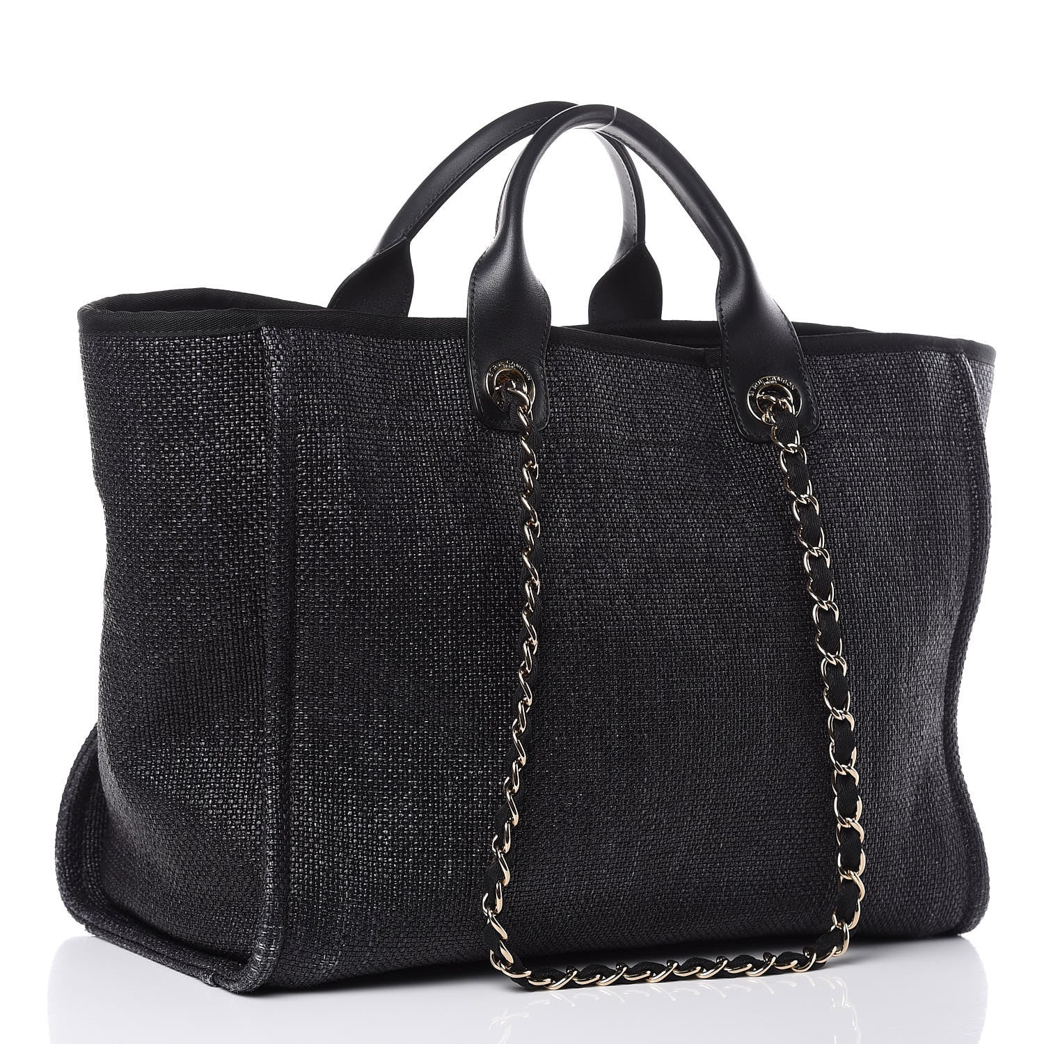 Chanel Woven Straw Raffia Large Deauville Tote Black 3 of 12