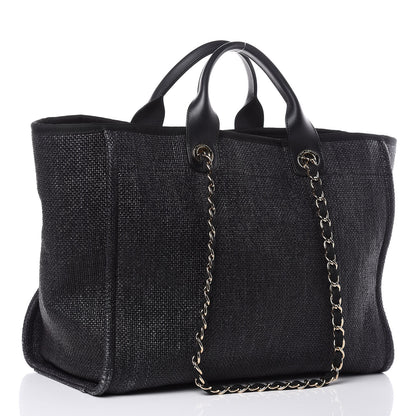 Chanel Woven Straw Raffia Large Deauville Tote Black 3 of 12
