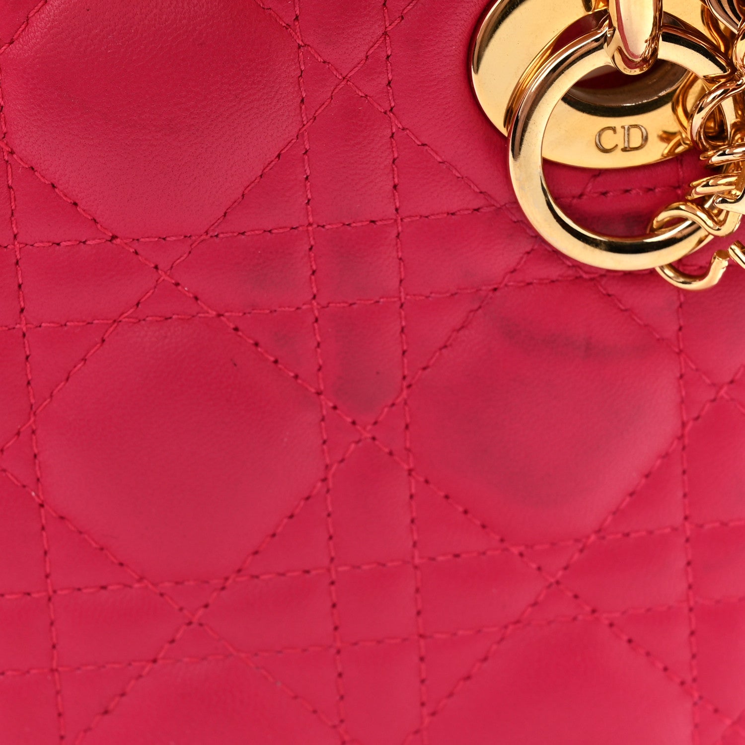 Christian Dior Lambskin Cannage Mini Lady Dior Hot Pink 12 of 15