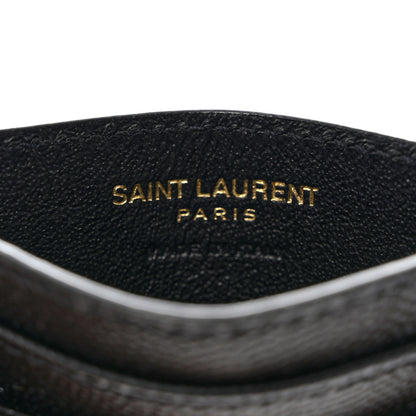 Saint Laurent Grain De Poudre Matelasse Chevron Credit Card Case Black 6 of 8