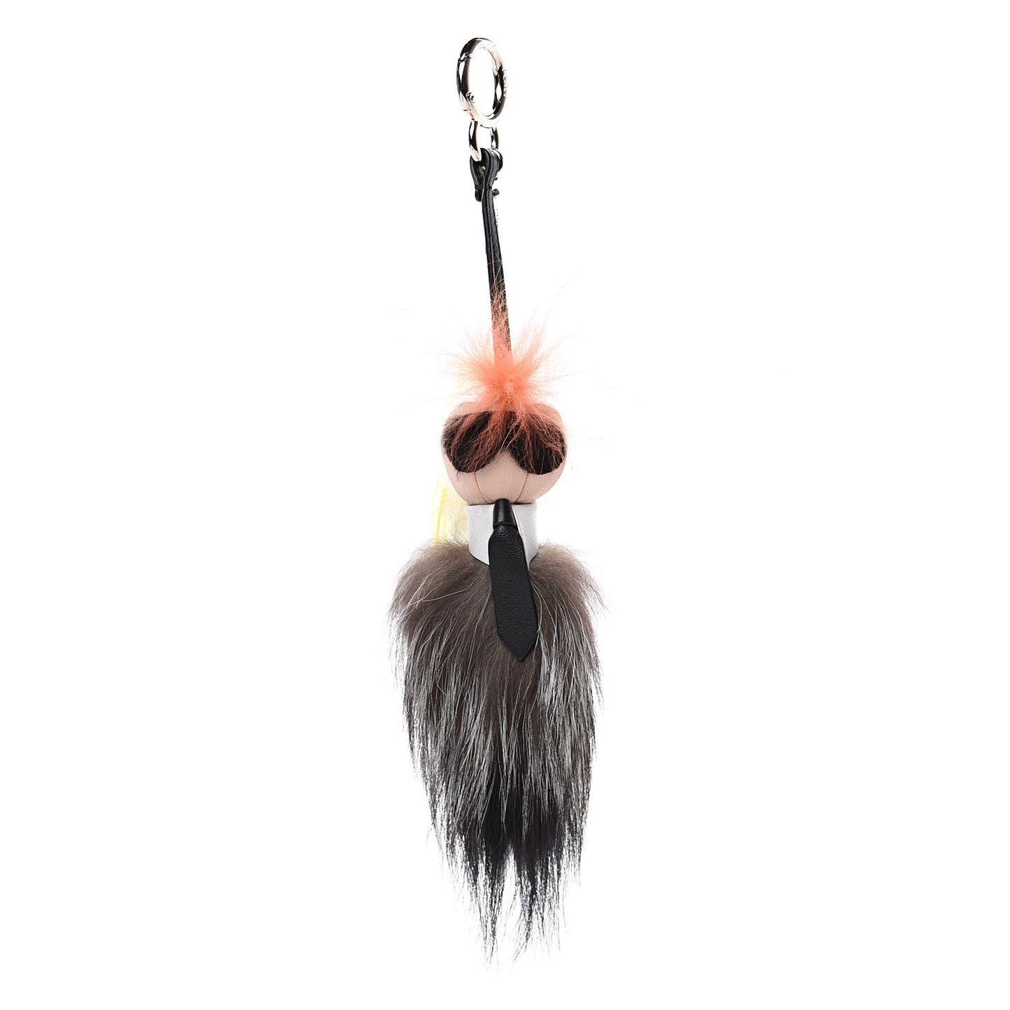 Fox Mink Goat Fur Mini Karlito Bag Charm White Black Flamingo