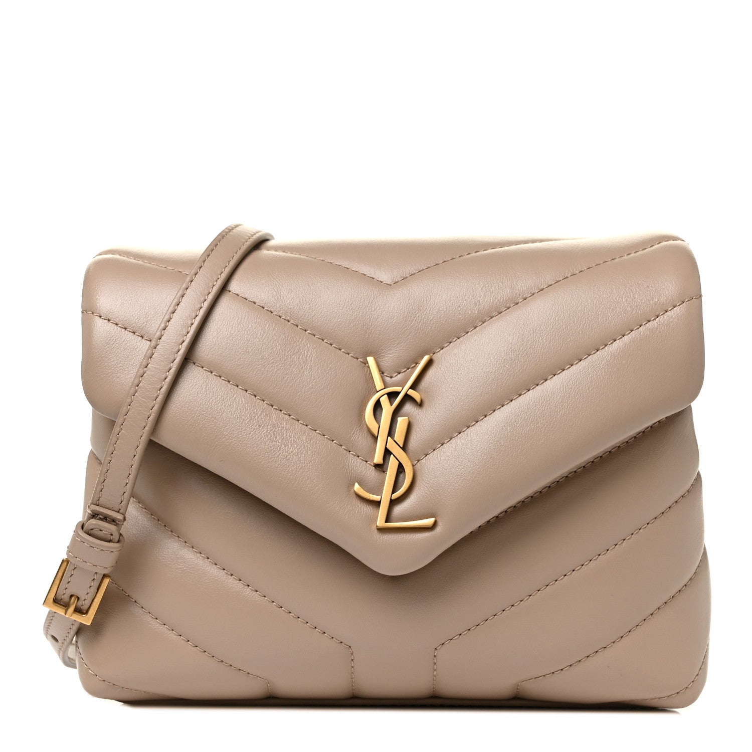 Saint Laurent Calfskin Y Quilted Monogram Toy Loulou Satchel Latte 1 of 9