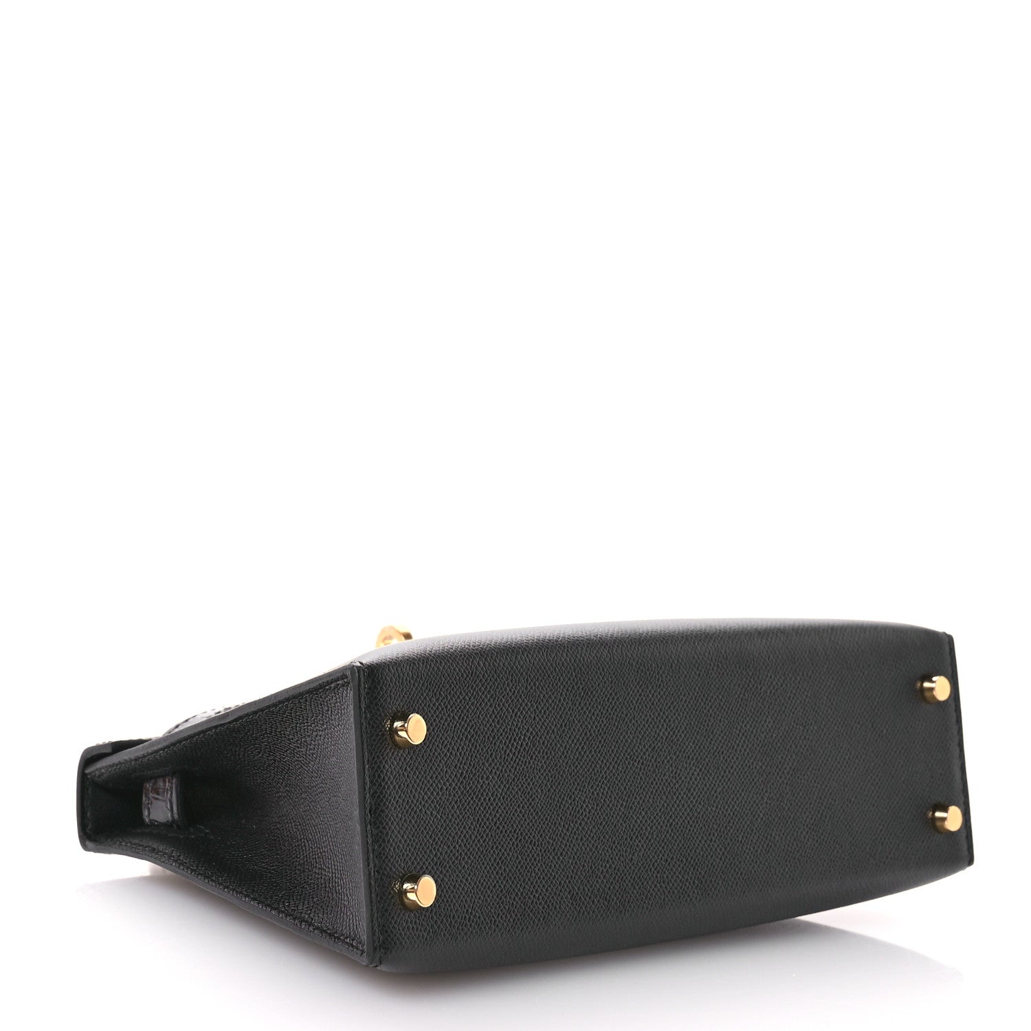 Hermes Madame Calfskin Shiny Alligator Mini Kelly Sellier Touch 20 Black 4 of 10