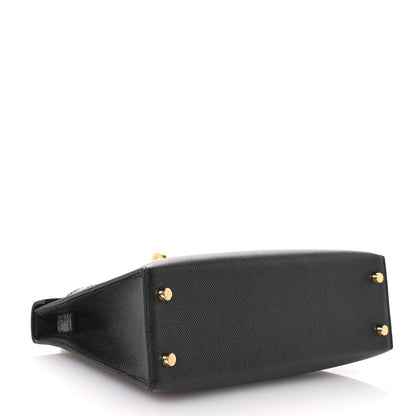 Hermes Madame Calfskin Shiny Alligator Mini Kelly Sellier Touch 20 Black 4 of 10
