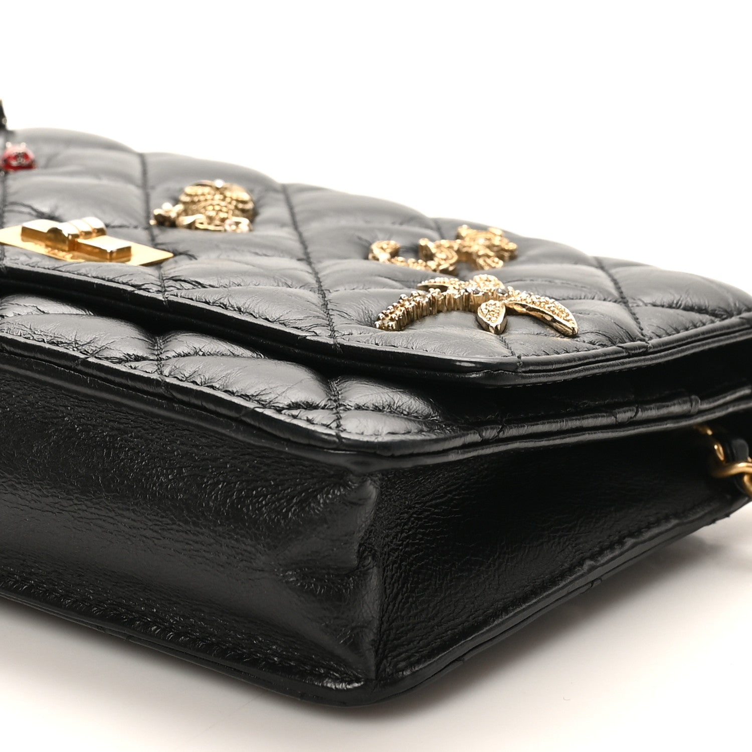 Chanel Aged Calfskin Lucky Charms 2.55 Reissue Wallet on Chain WOC Black 11 of 11