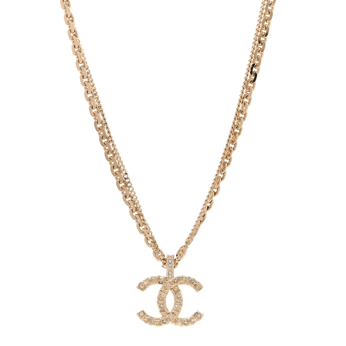 Crystal CC Multi Strand Chain Necklace Gold