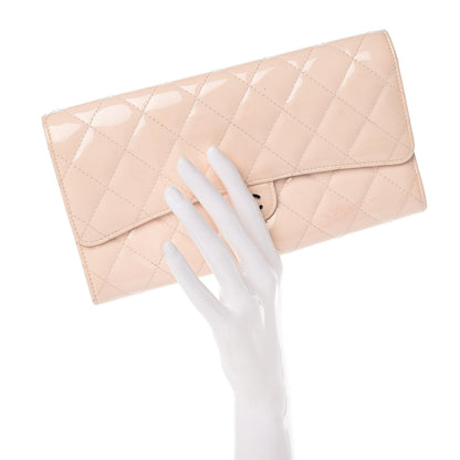 Chanel Patent Quilted Large Flap Wallet Pink 2 of 24