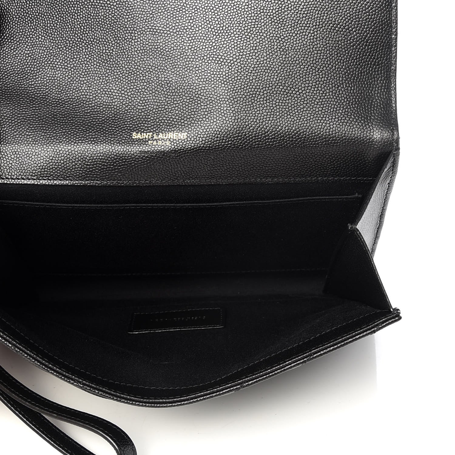 Saint Laurent Grain De Poudre Matelasse Chevron Monogram Envelope Clutch Black 5 of 8
