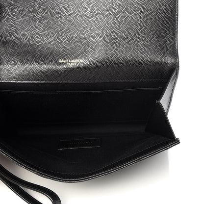 Saint Laurent Grain De Poudre Matelasse Chevron Monogram Envelope Clutch Black 5 of 8