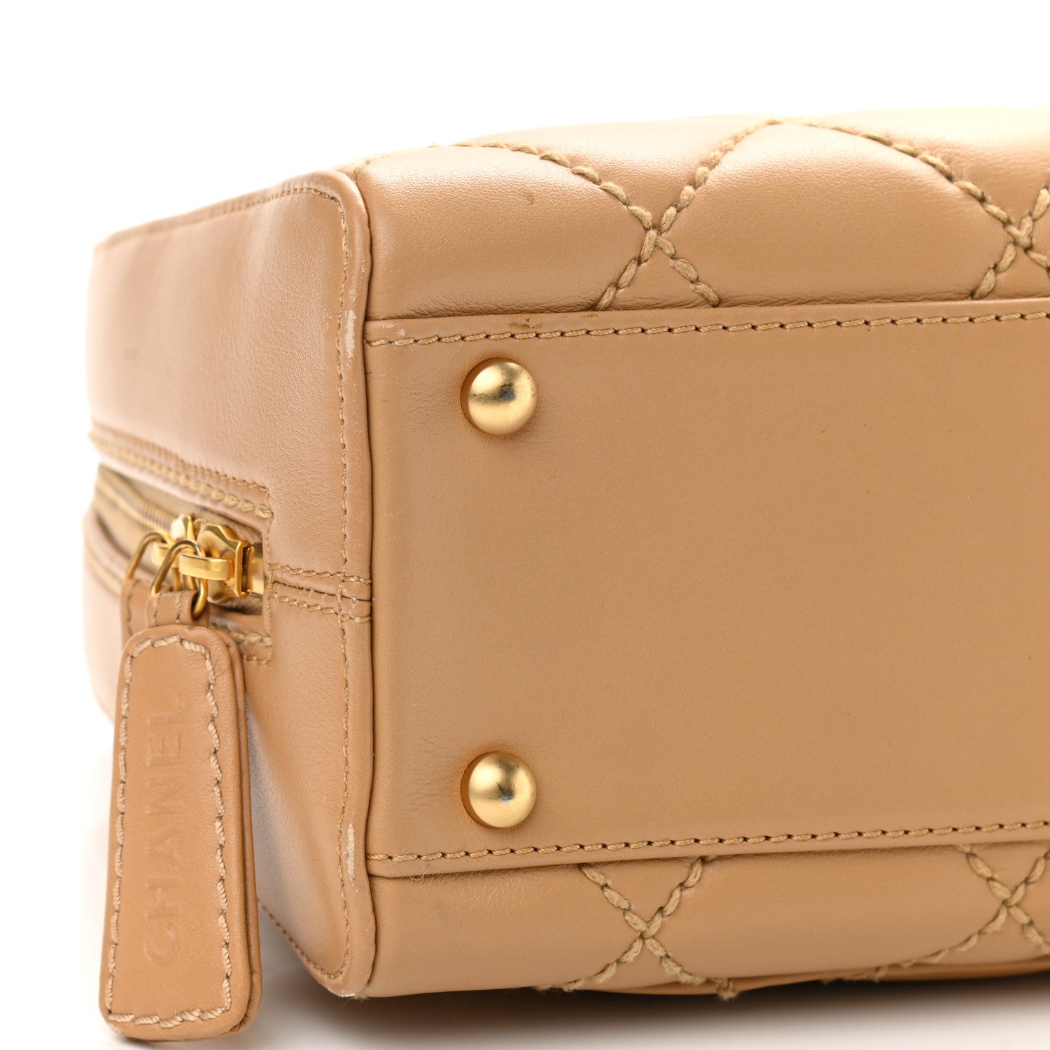 Chanel Calfskin Stitch Surpique Bowler Beige 9 of 10