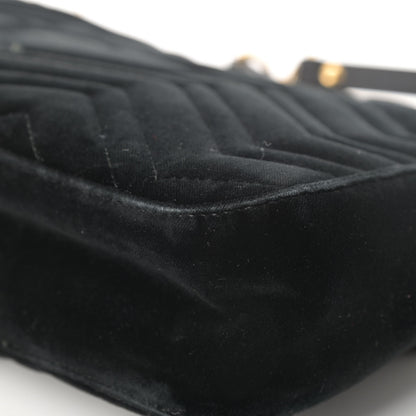 Gucci Velvet Matelasse Medium GG Marmont Shoulder Bag Black 11 of 16
