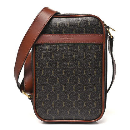 Saint Laurent Canvas Smooth Calfskin Le Monogramme Crossbody Pouch Chestnut 1 of 10