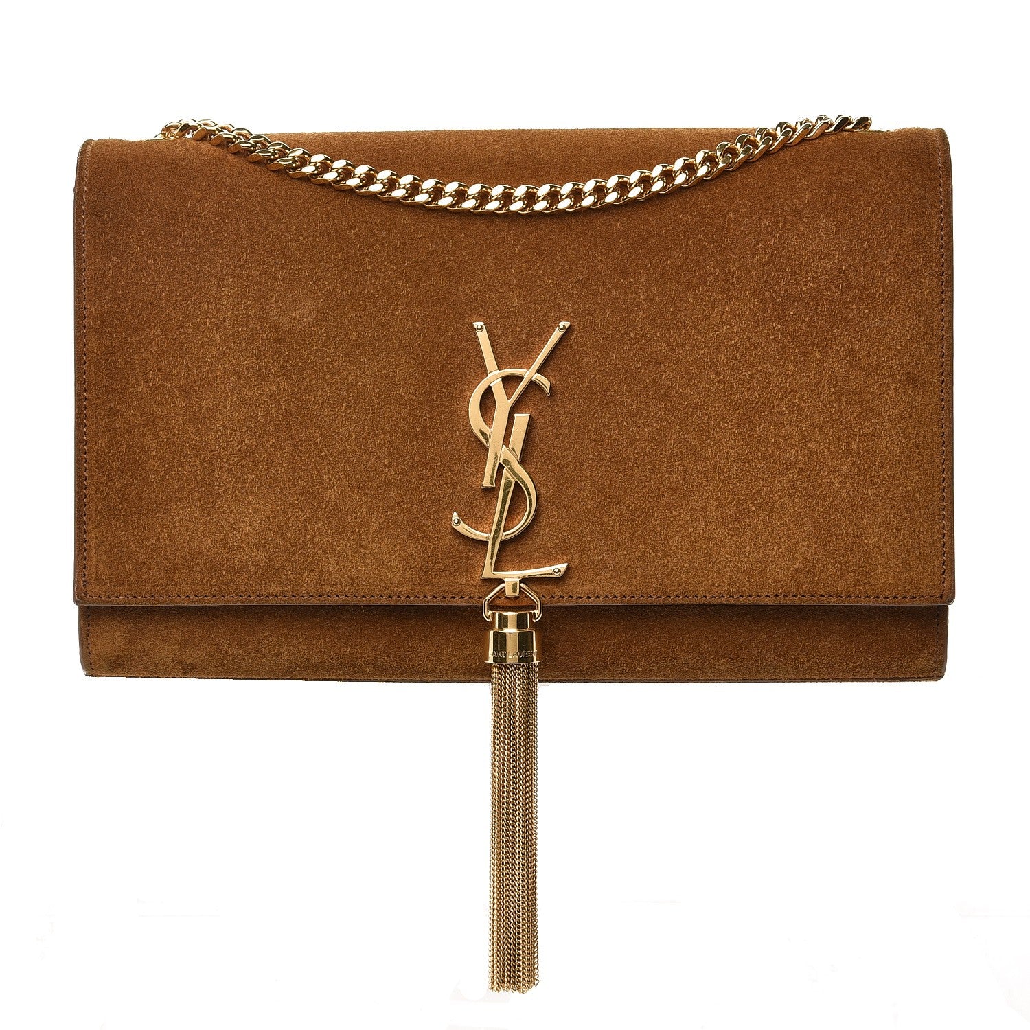 Saint Laurent Suede Medium Classic Monogram Kate Tassel Satchel Light Ochre 1 of 7