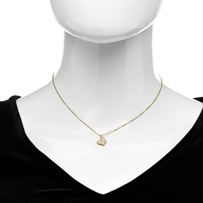 Van Cleef & Arpels 18K Yellow Gold Mother of Pearl Sweet Alhambra Butterfly Pendant Necklace 2 of 5